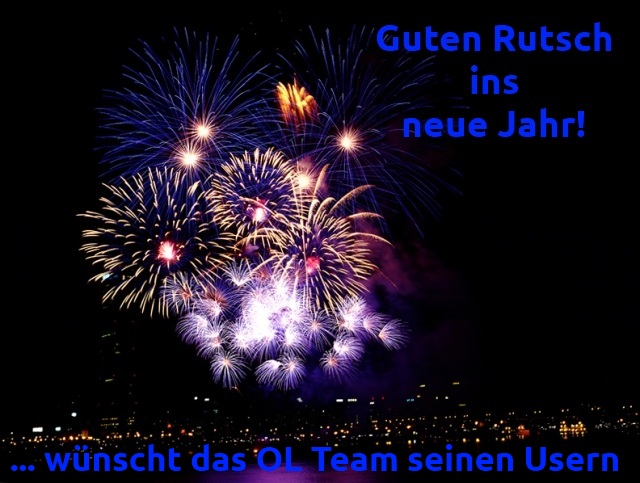 Bild mit Feuerwerk und besten Wünschen für das neue Jahr